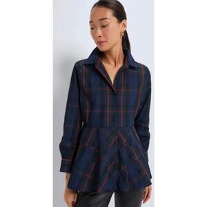 Tuckernuck Navy and Red Plaid Women's Top